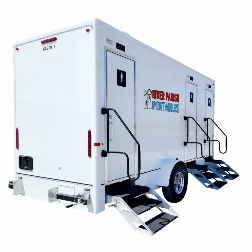 3-stall combo trailer rental - baton rouge - river parish portables