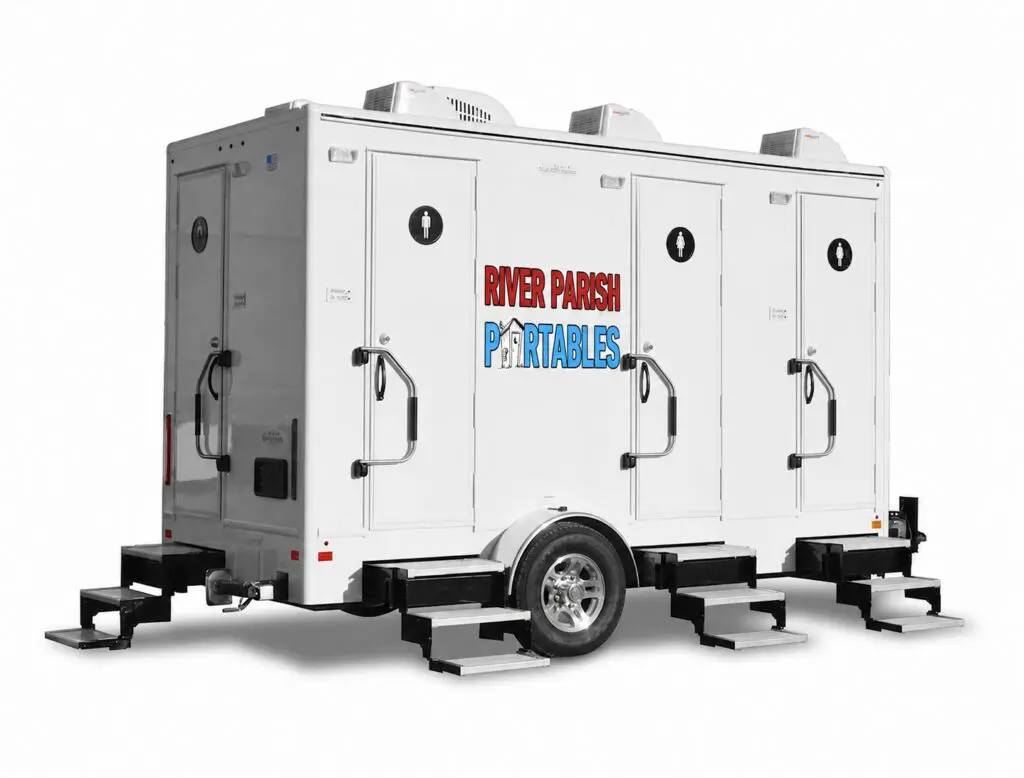 4 stall restroom trailer rental - River Parish Portables