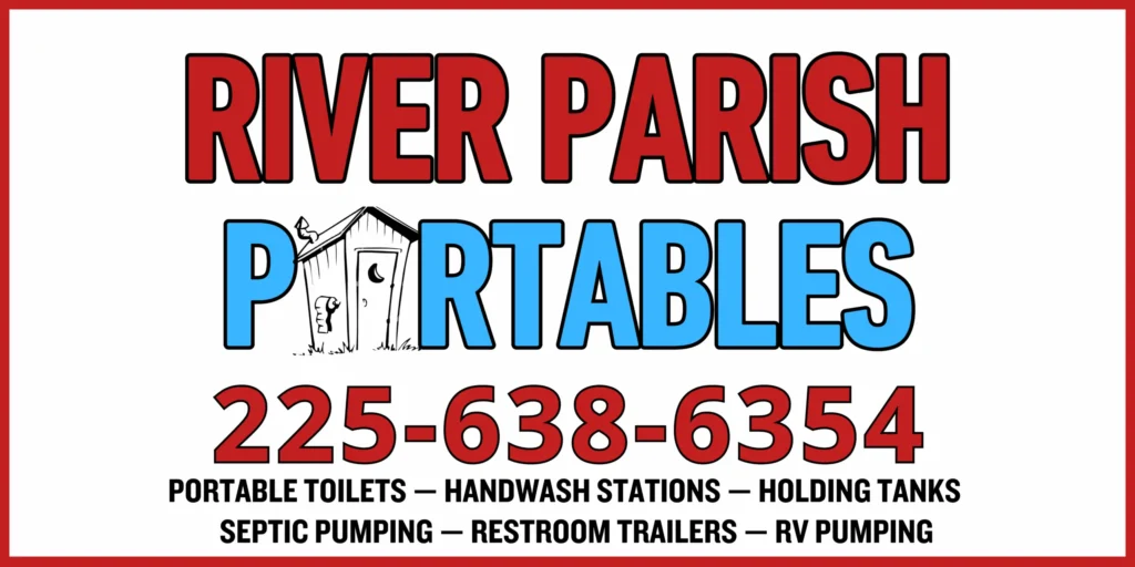 River Parish Portables Logo - Portable Restroom Rentals in Baton Rouge - Porta Potty Rental Baton Rouge
