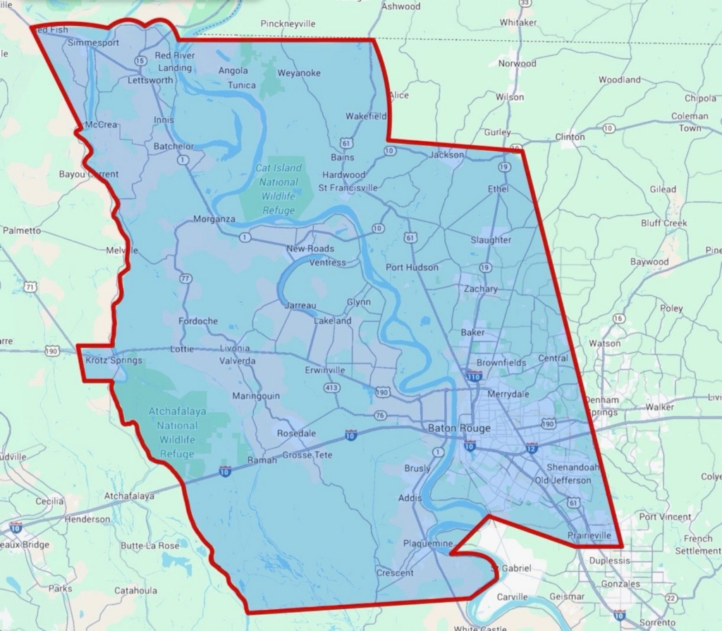 River Parish Portables Service Area Map