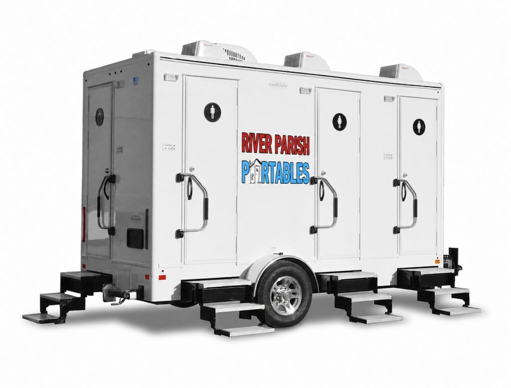 4 stall restroom trailer rental - River Parish Portables